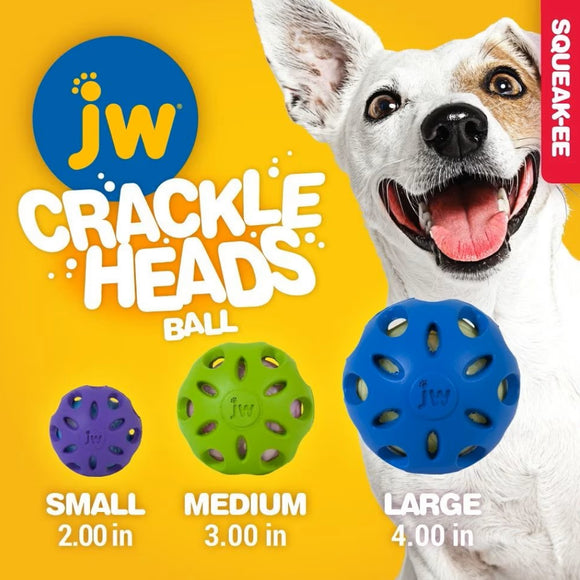 JW Pet Crackle Heads Ball Toy For Dogs- Assorted Colors