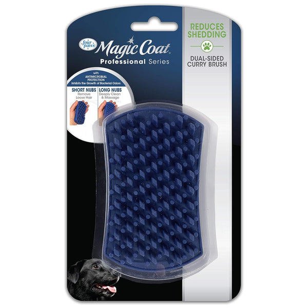 Four Paws Magic Coat Professional Series Dual-Sided Curry Brush for Dog