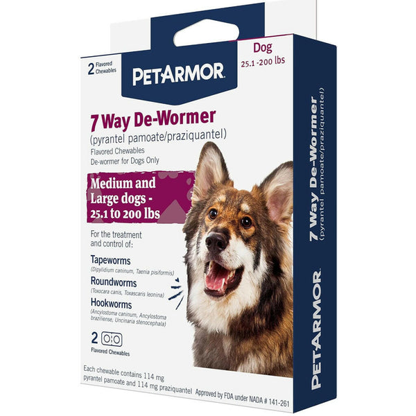 PetArmor 7 Way De-Wormer Medium & Large Dog 2 Count - In Clamshell