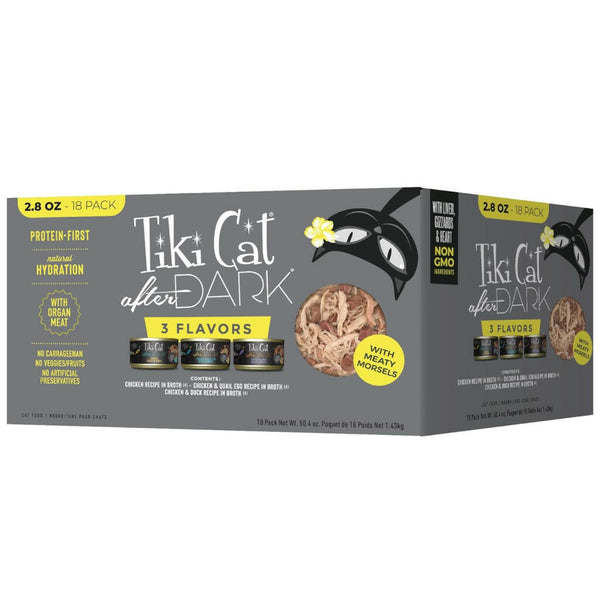 Tiki Cat After Dark Whole Grain-Free Wet Food For Cats-Variety Pack(2.8 oz x 18 cans)