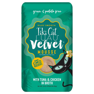 Tiki Cat Velvet Mousse Tuna & Chicken Grain Free Food For Cats (2.8 oz x 12 pouches)