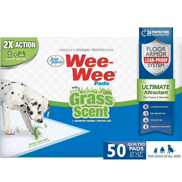 Four Paws Wee-Wee Ultimate Attractant Dog Pee Pads with Grass Scent- 22 x 23 inch