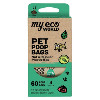 MyEcoPet Compostable Poop/Waste Bags For Dogs & Cats (60 bags)