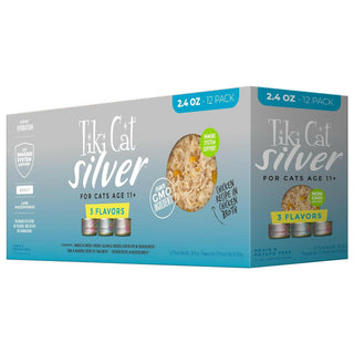 Tiki Cat Silver Grain-Free Wet Food For Cats -Variety Pack (2.4 oz x 12 pouches)