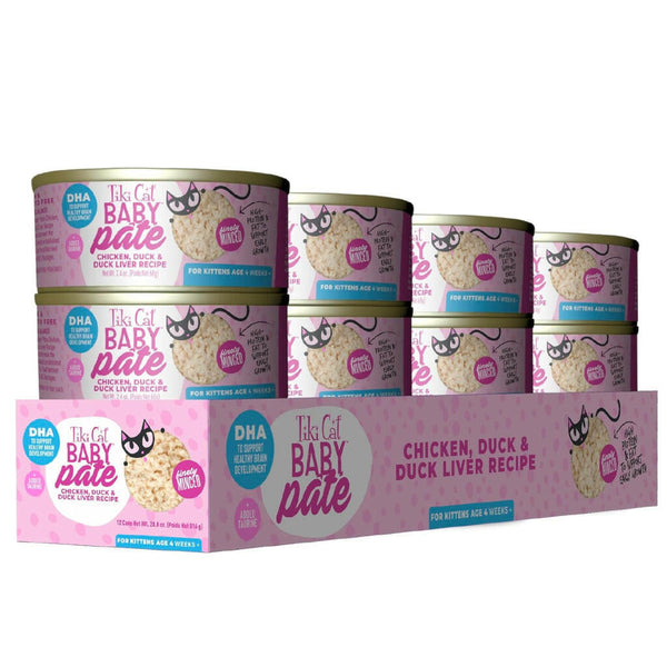 Tiki Cat Baby Pate Duck and Duck Liver Grain-Free Wet Food For Kittens (2.4 oz x 12 cans)