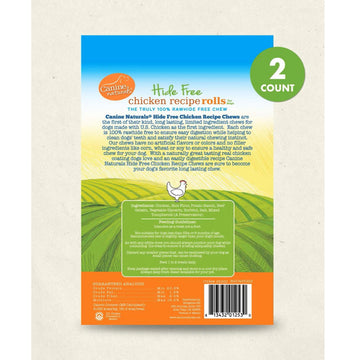Canine Naturals RawHide-Free Chicken Recipe Rolls Dog Treats (2 Medium Rolls)