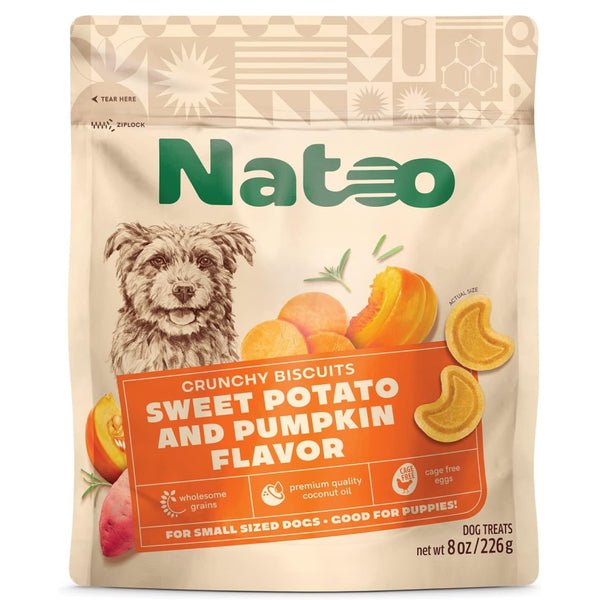 Natoo Sweet Potato & Pumpkin Crunchy Biscuits for Dogs (8 oz)