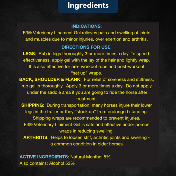 E3 Liniment Gel for Horses (12 oz)