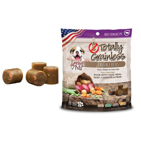 Loving Pets Totally Grainless Beef Stew Recipe Sausage Bites For Dogs -6oz