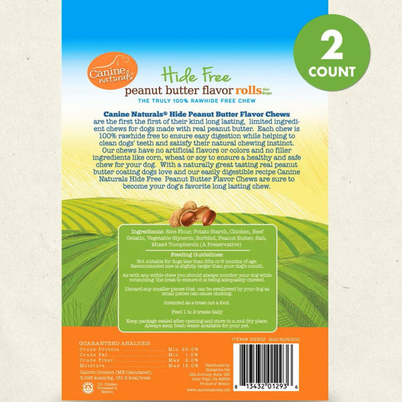 Canine Naturals Hide Free Peanut Butter Flavor Rolls Dog Treats (2 Medium Rolls)
