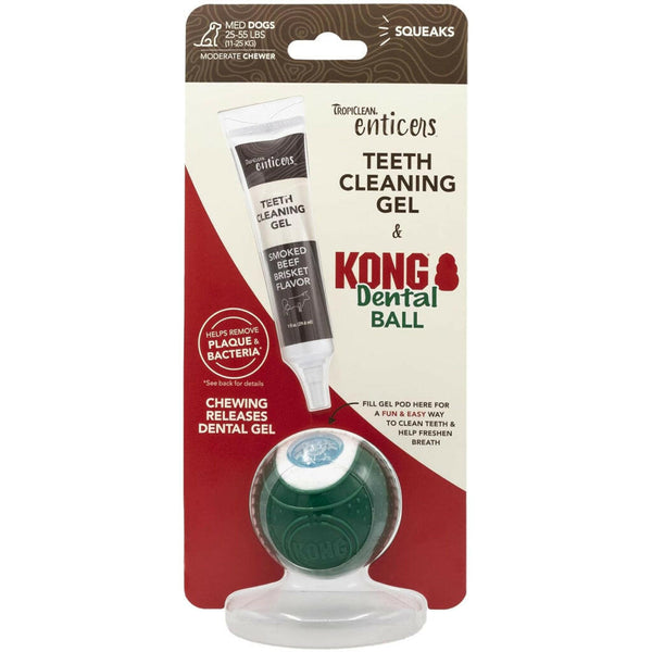 Kong Dental Ball with Tropiclean Enticer Teeth Cleaning Gel