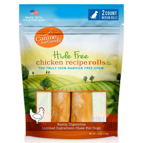 Canine Naturals RawHide-Free Chicken Recipe Rolls Dog Treats (2 Medium Rolls)