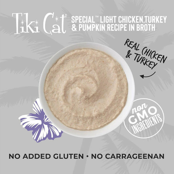 Tiki Cat Speical Mousse Light Turkey & Chicken Wet Food for Cats (2.4 oz x 12 pouches)