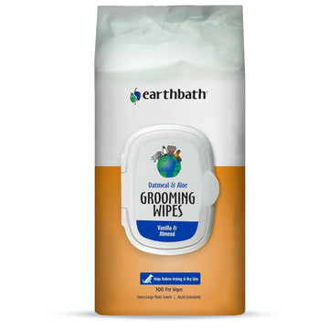 Earthbath Oatmeal & Aloe Grooming Wipes Vanilla & Almond For Dogs & Cats (100 ct) Softpack