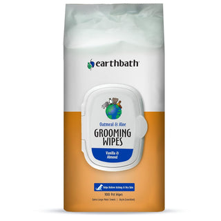 Earthbath Oatmeal & Aloe Grooming Wipes Vanilla & Almond For Dogs & Cats (100 ct) Softpack