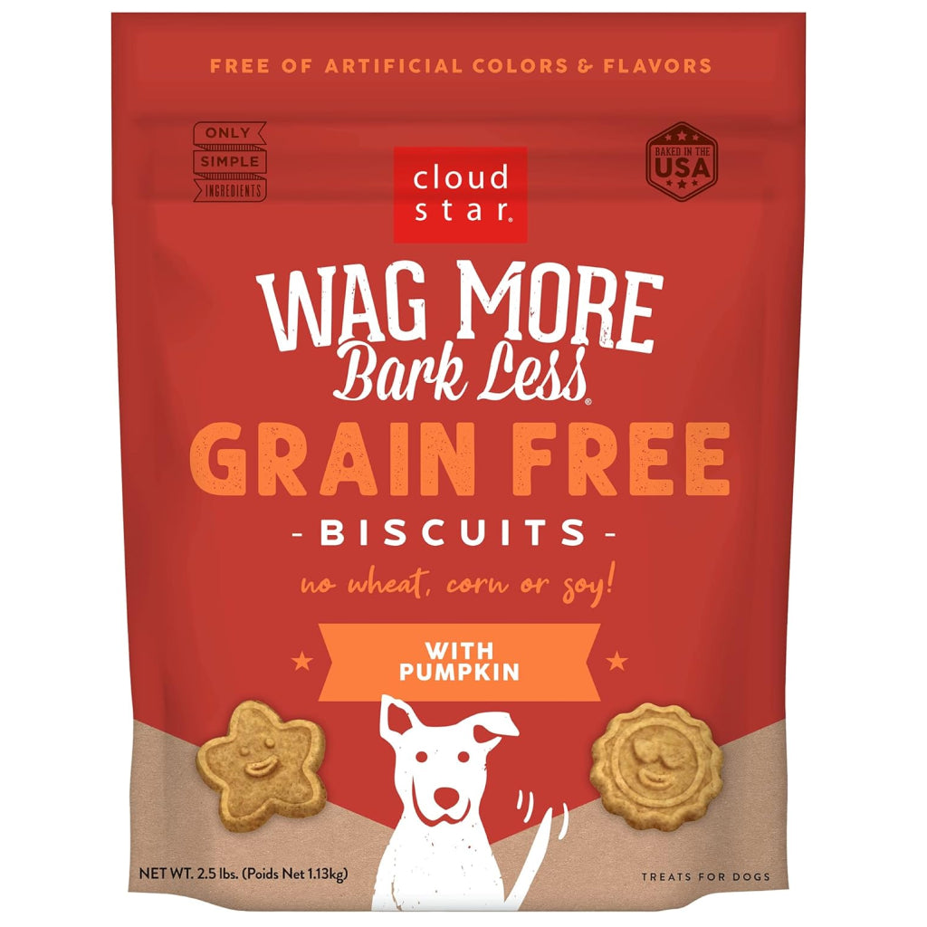 Cloud Star Wag More Bark Less Grain-Free Pumpkin Crunchy Biscuits Treats For Dogs