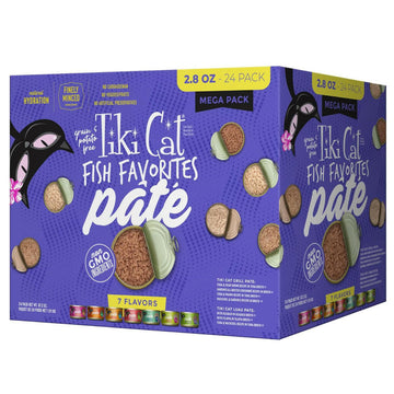 Tiki Cat Fish Favorites Pate Wet Food For Cats -Mega Pack (2.8 oz x 24 cans)