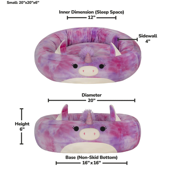 Squishmallows Plush Bolster Pet Bed- Lola the Unicorn