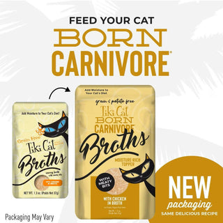 Tiki Cat Chicken Broth Pouch Grain-Free Wet Food Toppper For Cats (1.3 oz x 12 pouches)