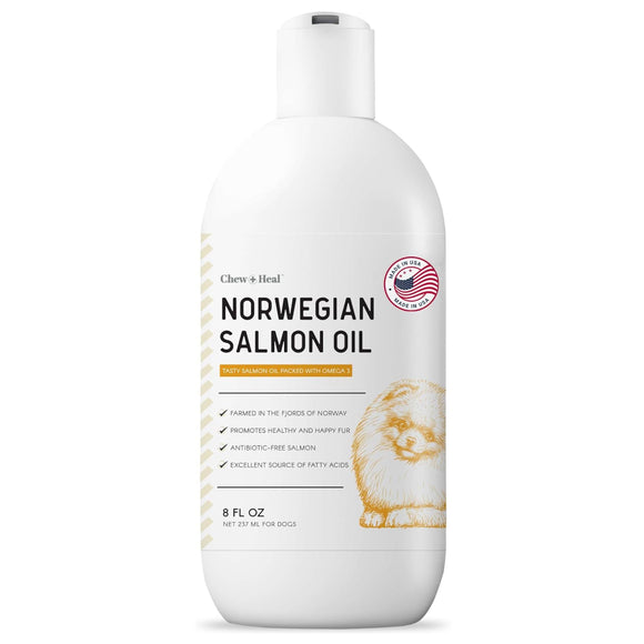 Chew + Heal Norwegian Salmon Oil Skin & Coat Supplement For Dogs & Cats