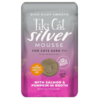 Tiki Cat Senior Salmon Velvet Mousse Grain-Free Wet Food For Senior Cats (2.8 oz x 12 pouches)