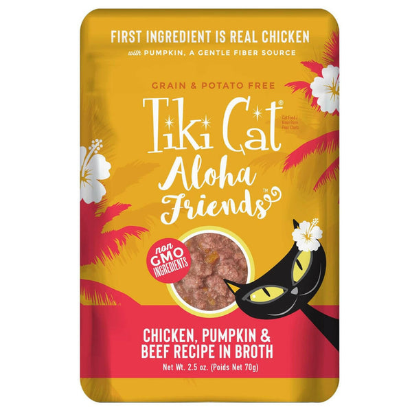 Tiki Cat Aloha Friends Chicken, Pumpkin & Beef Puree Grain-Free Wet Food For Cats (2.5 oz x 12 pouches)