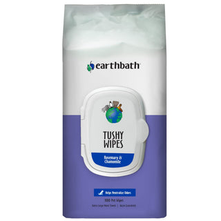 Earthbath Tushy Wipes Rosemary & Chamomile For Dogs & Cats (100 ct) re-sealable softpack