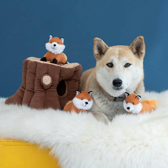 Zippy Paws Burrow Fox Stump Interactive Toy For Dog (Extra Large)