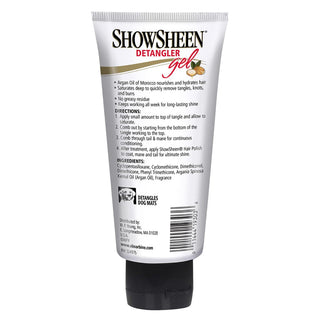 Showsheen detangler gel is made with argan oil to deeply nourish and hydrate your horse's hair. 