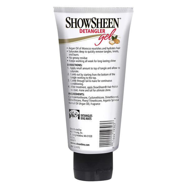 Showsheen detangler gel is made with argan oil to deeply nourish and hydrate your horse's hair. 