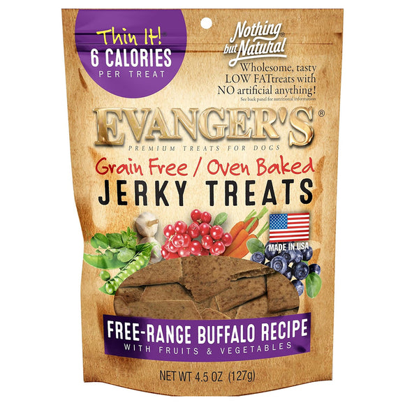 Evanger's Nothing But Natural Free-Range Buffalo Recipe Jerky Dog Treats (4.5 oz)