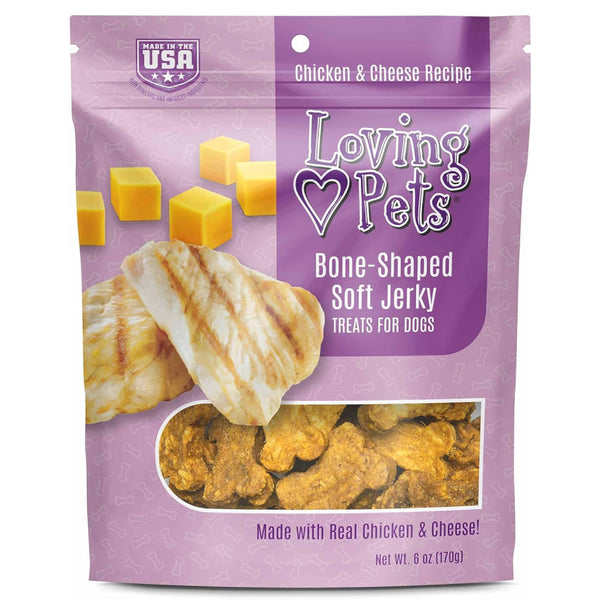 Loving Pets Bone-Shaped Soft Jerky Chicken & Cheese Recipe Dog Treats (6 oz)