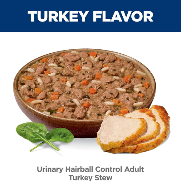 Hill's Science Diet Adult Urinary & Hairball Control Turkey Stew Recipe Wet Cat Food (2.9oz x 24 cans)