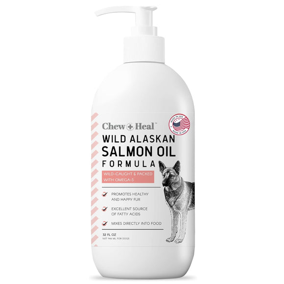 Chew + Heal Wild Alaskan Salmon Oil Formula for Healthy Skin and Coat For Dogs