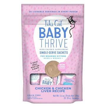 Tiki Cat Baby Thrive Chicken & Chicken Liver Grain-Free Wet Food Supplement for Kittens (0.28 oz x 20 pouches)