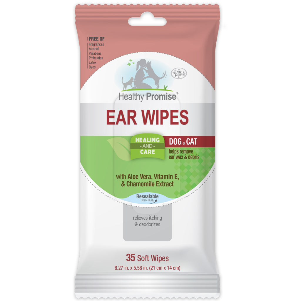 Four Paws Healthy Promise Ear Wipes For Cat & Dog (35 ct)