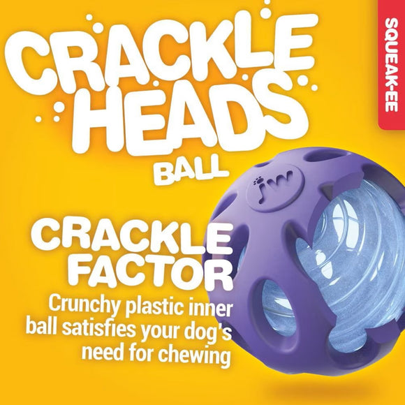 JW Pet Crackle Heads Ball Toy For Dogs- Assorted Colors