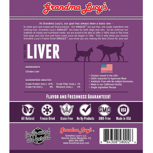 Grandma Lucy's Freeze-Dried Chicken Liver Dog & Cat Treats (3.5 oz)