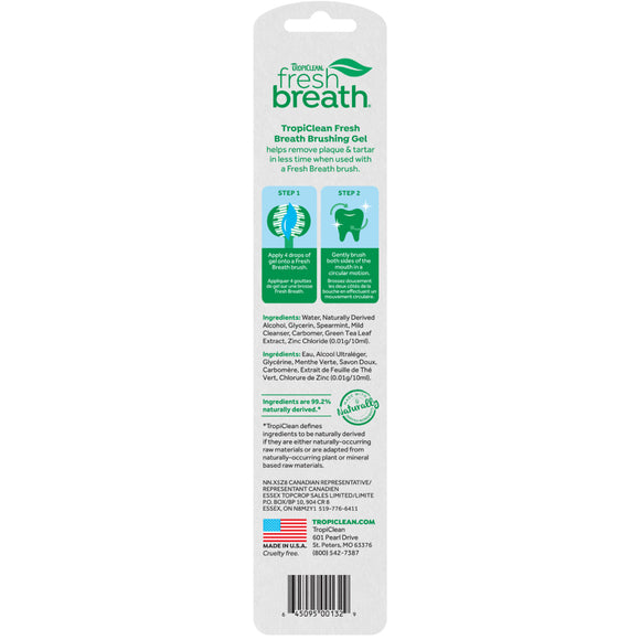 TropiClean Fresh Breath Dental & Oral Care Brushing Gel for Pets -2oz