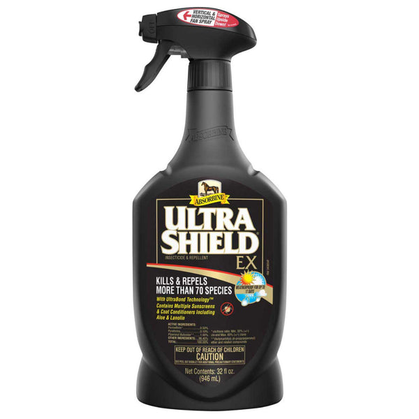 Ultrashield Ex is a horse fly spray by Absorbine that kills and repels more than 70 species. 