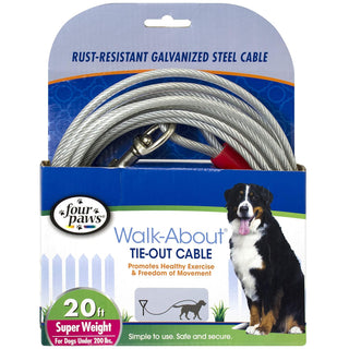 Four Paws Walk-About Super Weight Tie Out Cable for Dogs under 200 lbs (20 ft)