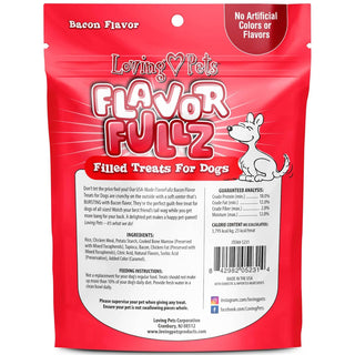 Loving Pets Flavorfullz Filled Bacon Flavor Treats for Dogs -6oz