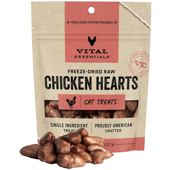 Vital Essentials Freeze-Dried Raw Chicken Hearts Treats For Cats (0.8 oz)