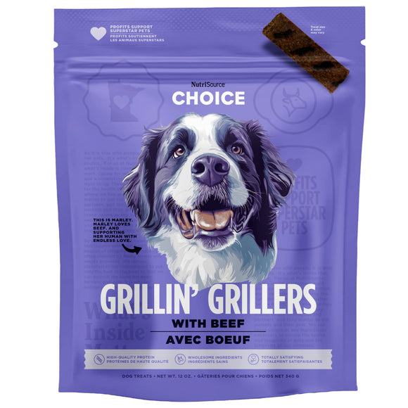 NutriSource Grillin' Grillers with Beef Chewy Dog Treats