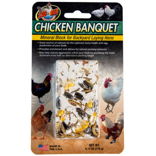 Zoo Med Chicken Banquet Mineral Block for Backyard Laying Hens (6.17 oz)