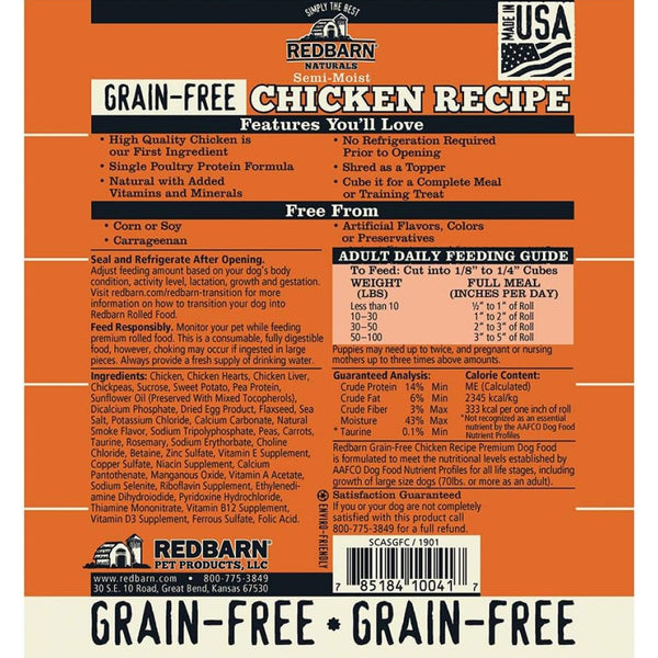 Redbarn Grain-Free Chicken Recipe Rolled Food For Dogs (3 lb)