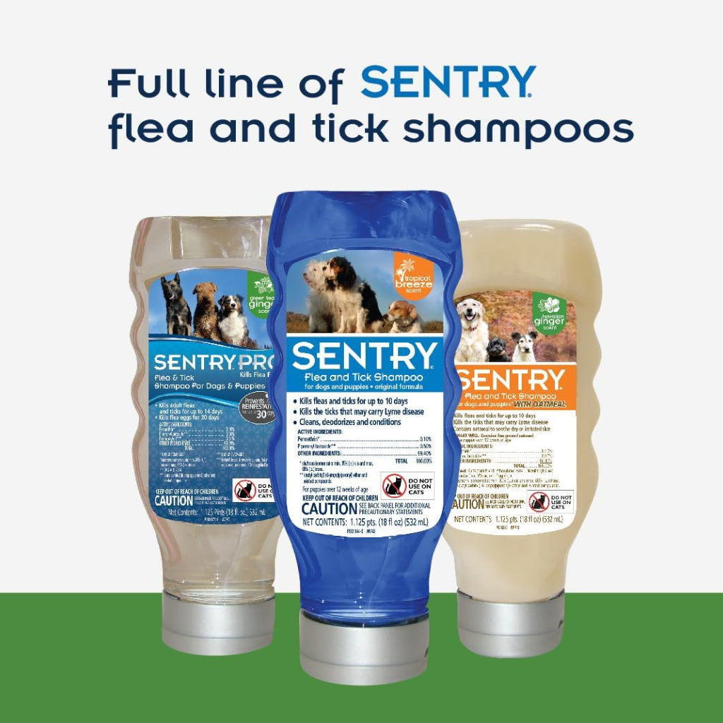 Sentry Flea & Tick Shampoo for Dogs- Sun Washed Linen Scent (18 oz)