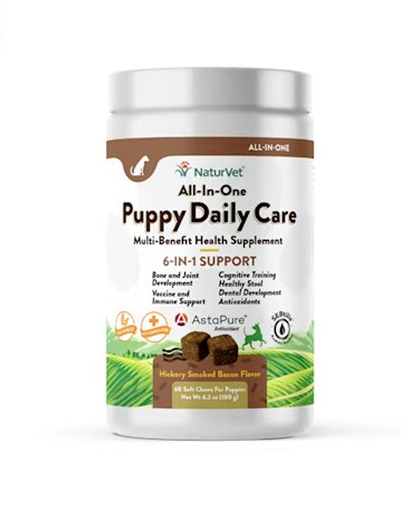 NaturVet Puppy Daily Care Multi-Benefit 6-in-1 Support For Puppies (60 Soft Chews)