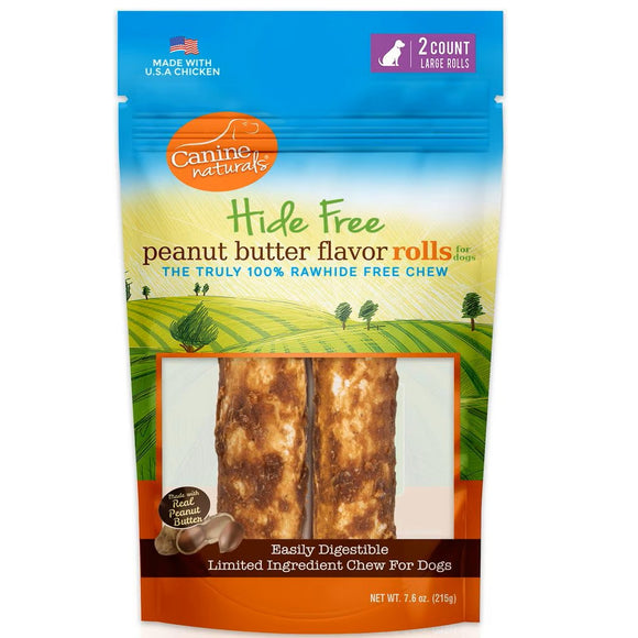 Canine Naturals Hide Free Peanut Butter Flavor Rolls Dog Treats