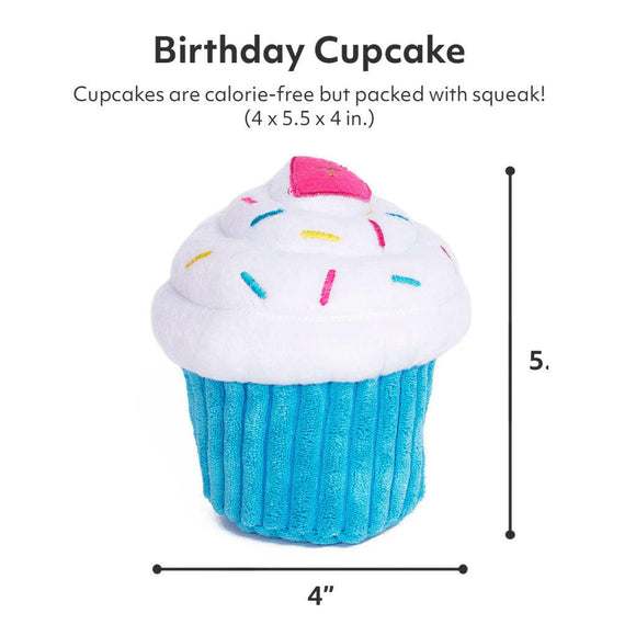 Zippy Paws Stuffed Plush Cupcake Toy for Dogs Blue